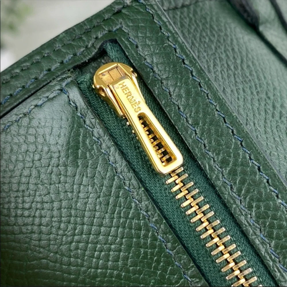 ⭐️Authentic Hermes Bearn Kelly Green Leather Wallet Gold HW - Picture 3 of 14